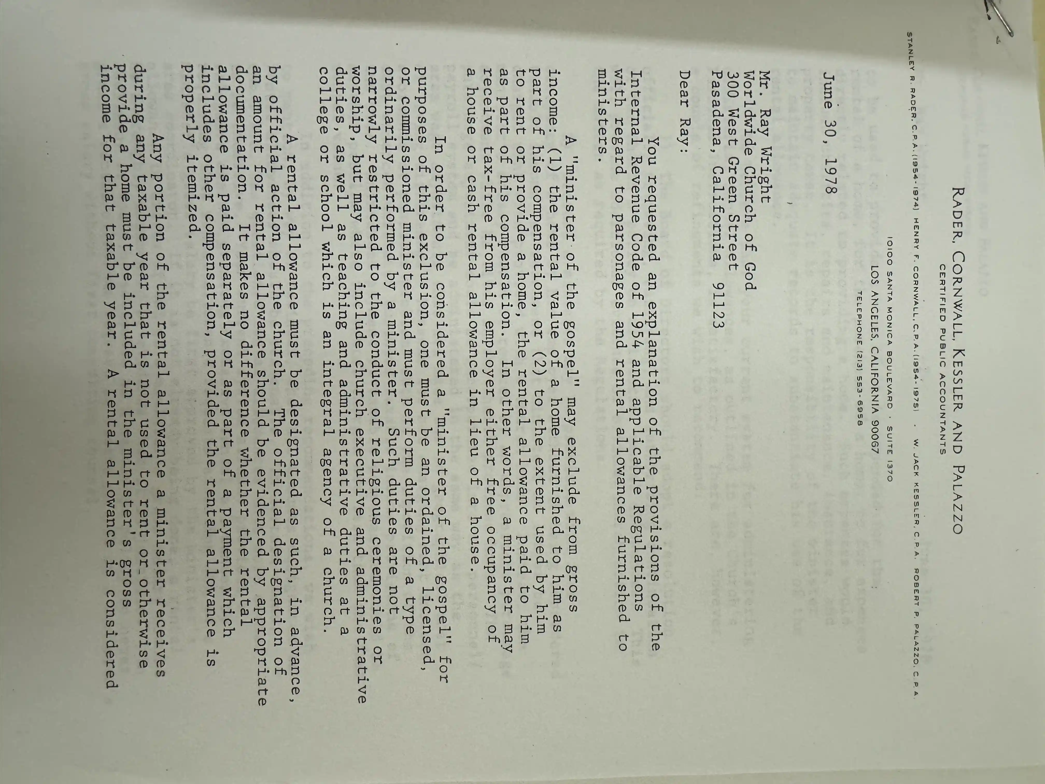 S Rader ltr to Ray Wright,30May1978